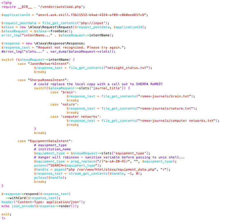 Alexa PHP sample code